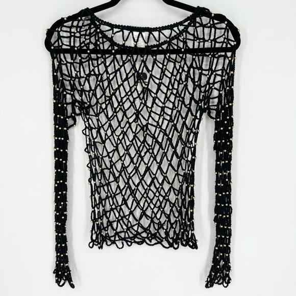 NWT VEVERET Beaded Open Stitch Sweater‎ Whimsigoth Festival Dark Romantic Size S - Picture 13 of 13